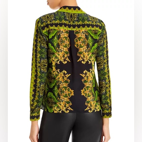 Alice and Olivia Willa Filigree Border Print Silk Blouse XS - Picture 2 of 5